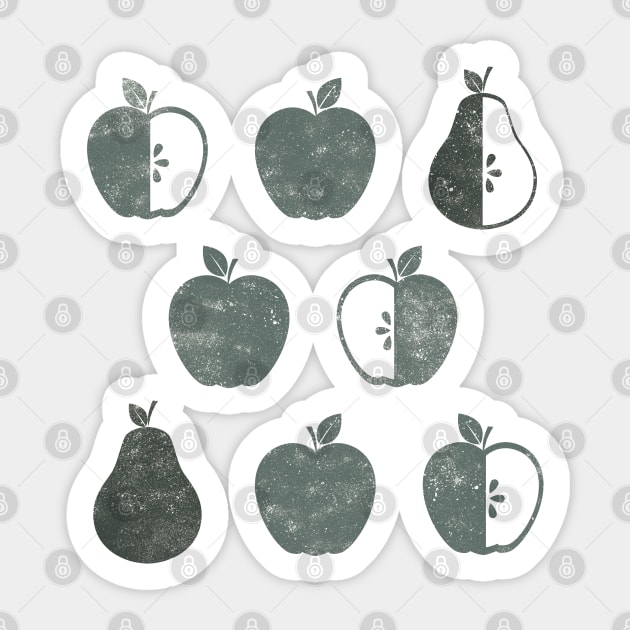 Distressed Apples and Pears in Weathered Grey Sticker by latheandquill